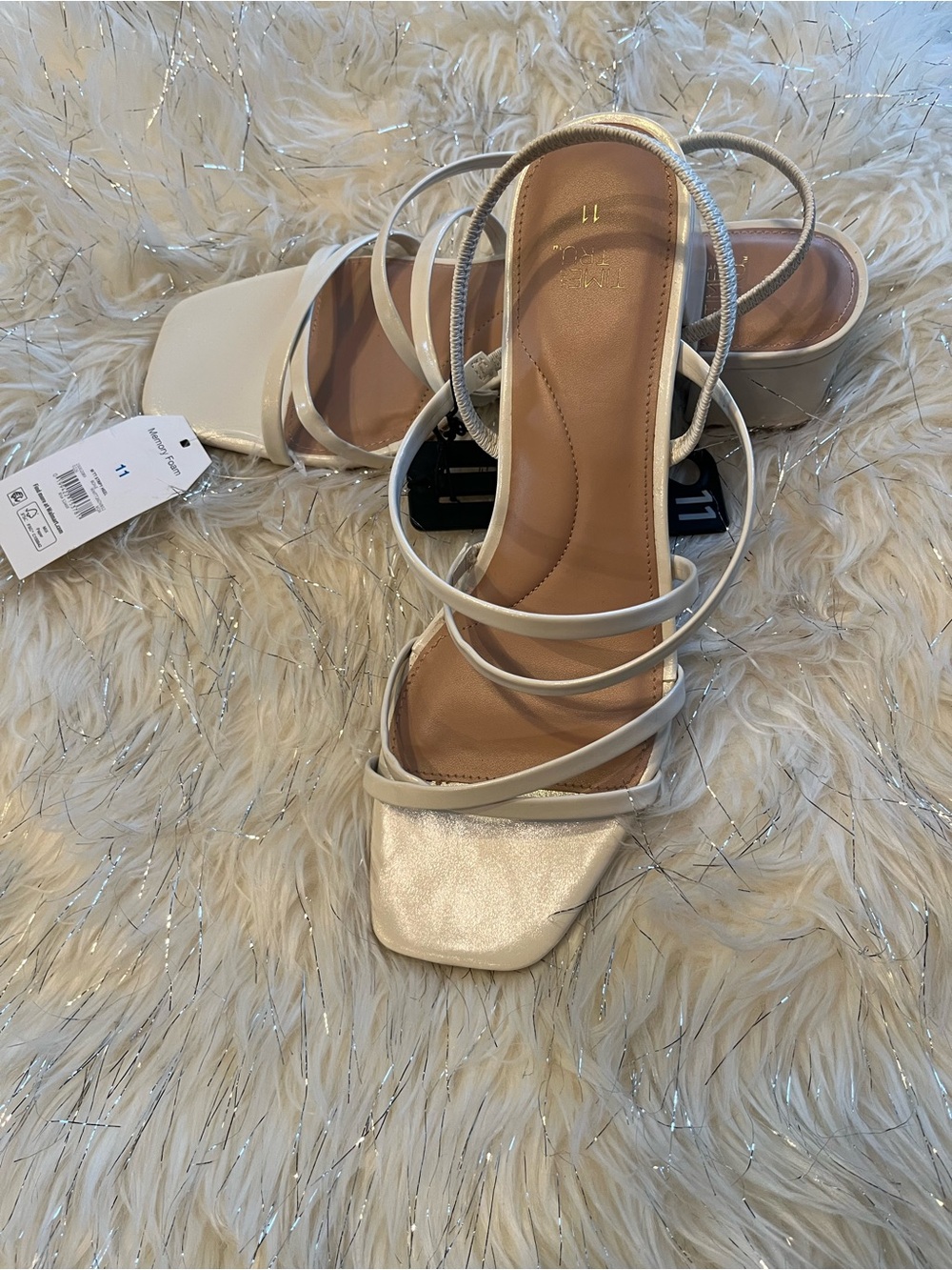 Elegant Ivory Strappy Square-Toe Heels